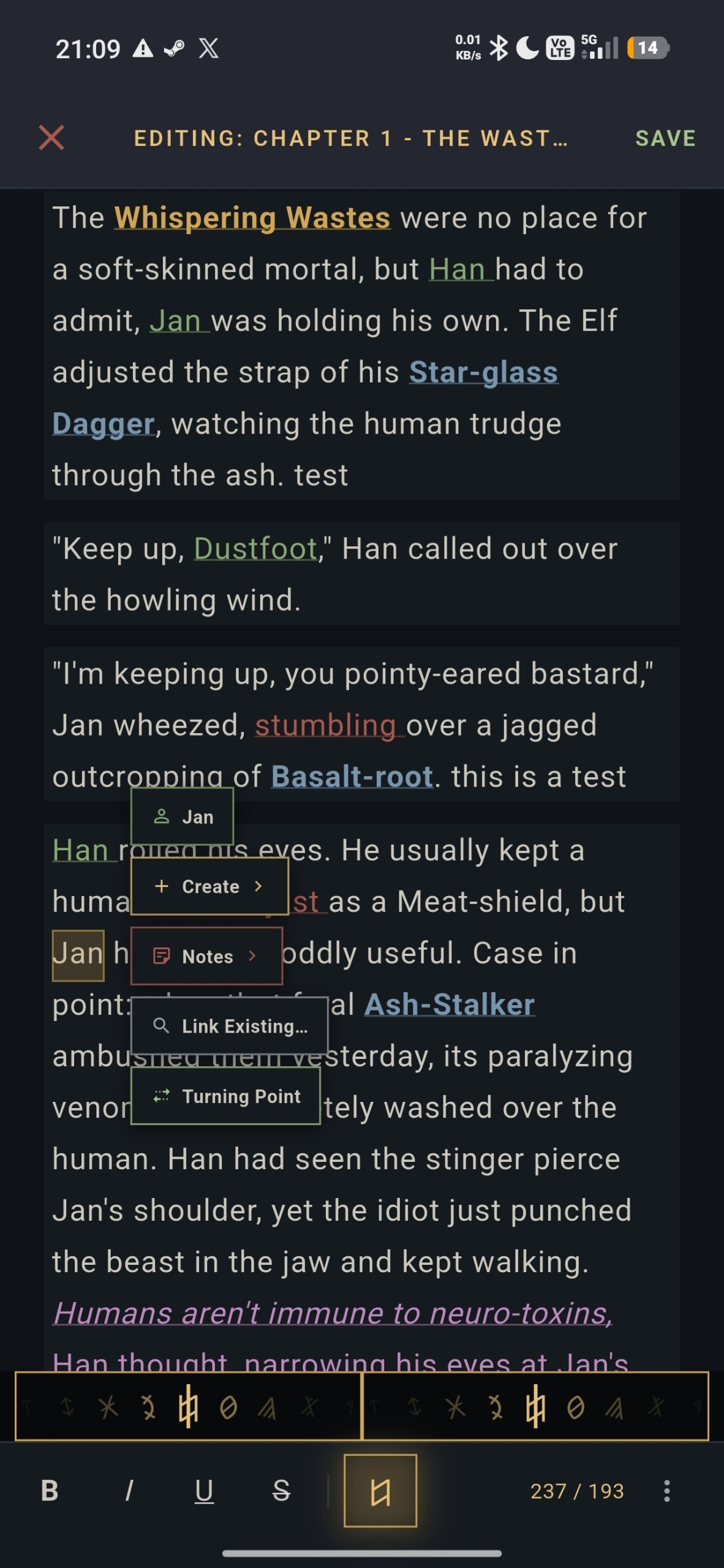 A menu over a selected name, offering to link it or create a new entry